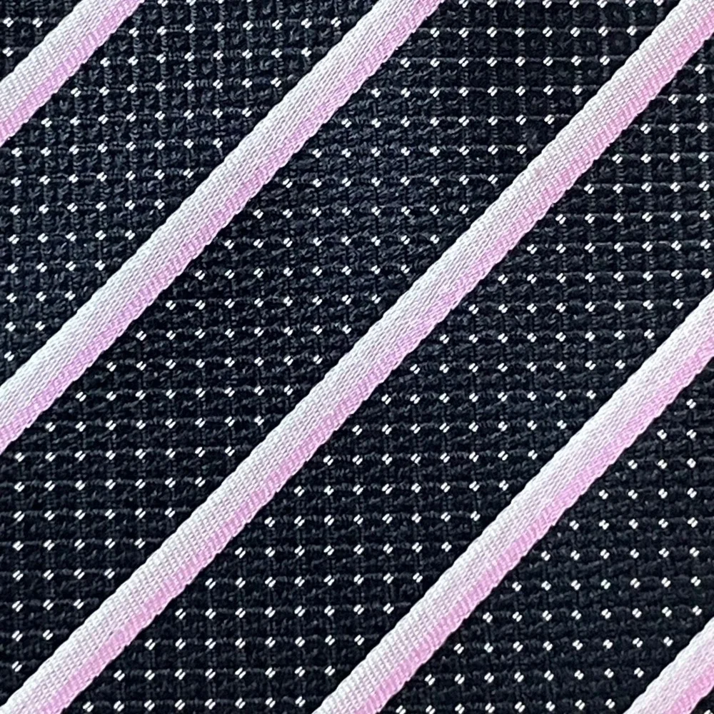 Hugo Boss Mens Repp Black Pink Stripe Dot Silk Tie Italy‎ Business Core Timeless